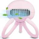 Portable Bladeless Fan - Mini Handheld Fan with Flexible Tripod, Clip-on for Stroller, Car Seat, Crib, Bike and Desktop - 3 Speeds, Rechargeable Battery Operated (Pink)