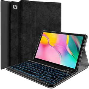 Backlit Keyboard Case for Samsung Galaxy Tab A 10.1" 2019, Wineecy 7 Colors Backlight Magnetically Detachable Wireless Keyboard & PU Folio Stand Cover Case for SM-T510, SM-T515, SM-T517 Tablet (Black)