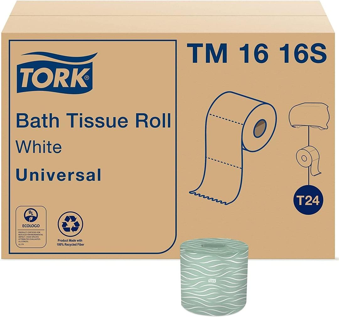 Tork Septic Safe Toilet Paper, 96 Rolls x 500 Sheets , TM1616S | Compatible with T24 Dispensers, 2-Ply, White, 100% Recycled, Eco-Friendly