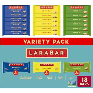 LARABAR Fruit & Nut Bars Variety Pack 18 Count (1.6 oz Each), Blueberry Muffin Lemon Apple Pie, Vegan Gluten Free Dairy Free Plant Based, Granola Snack Bars Breakfast Snacks For Adults (EXP 01/08/26)