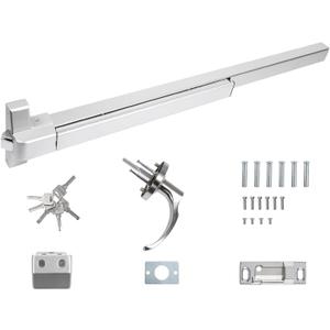 IRONWALLS Panic Bars for Exit Doors 41, Stainless Steel Commercial Push Bar Panic Exit Device with Exterior Door Lever Handle, Push Bar Door Lock Emergency Door Hardware for 41-53 Doors (Silver)