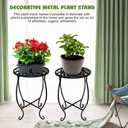 15" Tall Metal Plant Stand, 8" Wide Round Plant Stand for Flower Pot Rustproof Iron Plant Holder for Indoor Outdoor Use, Easy Assemble Flower Stand for Home Garden Display Greenery (Round 1pcs)