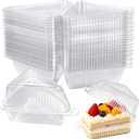 FORBFAN Cake Slice Container 150 Pack, 5 Inch Clear Disposable Bakery Box with Hinged Lid, Plastic Triangle Pie Slice Container for Cheesecake, To-Go & Takeout