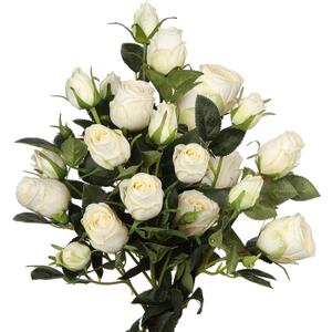 DILATATA Artificial Rose Silk Flowers 21" Long Fake Rose Flower Bushes for Wedding Decor Home Decoration Faux Roses Decor- Fake Cream Rose with Stem -3pcs Cream Flower