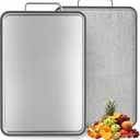Stainless Steel Cutting Board for Kitchen, 17" x 11" Large Heavy Duty Chopping Board with Juice Grooves, Double Sided Defrosting Tray, Non-Slip Rust Resistant, Dishwasher Safe