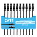 Cat6 Ethernet Cable 1 FT (10-Pack), Snagless Cat 6 Patch Cable, Upgraded Transparent Flexible PVC Jacket, OFC Oxygen-Free Copper, 1Gbps, Internet Network Cable, Cat6 Cables, UTP, Black Cable -10 Pack