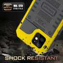 Mitywah Waterproof Case for iPhone 12, Heavy Duty Shockproof Case with Built-in Screen Protector, Full Body Underwater Protective Metal Case 6.1 inch, Yellow