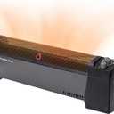 Comfort Zone 1500W Convection Baseboard Heater – Silent Portable Electric Space Heater with Adjustable Thermostat, 2 Heat Settings & Safety Tip-Over Switch – Black