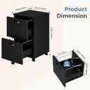 DUMOS 2 Drawer Storage Cabinet, Rolling Under Desk Storage, Black, 16.5''W x 15.7''D x27.6''H