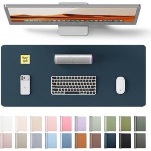 YSAGi Leather Desk Protector, Office Mat, Large Mouse Mat, Non-Slip PU Leather Blotter, Laptop Desk Mat, Waterproof Writing Pad for Office and Home (Dark Blue, 23.6" x 13.8")