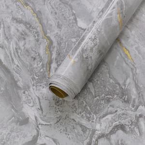 BAYYA Light Grey Marble Peel and Stick Countertop Contact Paper Granite Counter Top Vinyl Wrap Glossy Waterproof Removable Heat-Resistant Kitchen Counter Covers Wallpaper for Table Walls 15.8"x354"