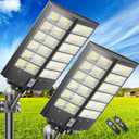 Outdoor Solar Street Light with Remote, All-in-One Solar Area Lighting, Pole/Wall Mount, Weather-Resistant Security Light for Driveway & Backyard