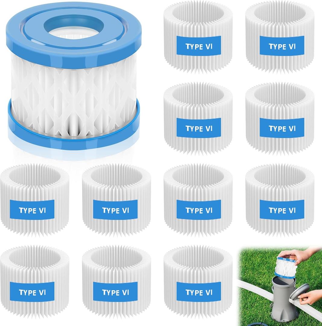 Type VI Hot Tub Filters Cartridge, 12 Pack Spa Filters Swimming Pool Pump Filter Compatible with Best-wayy, Efficient Filtration & Keep The Water Clean