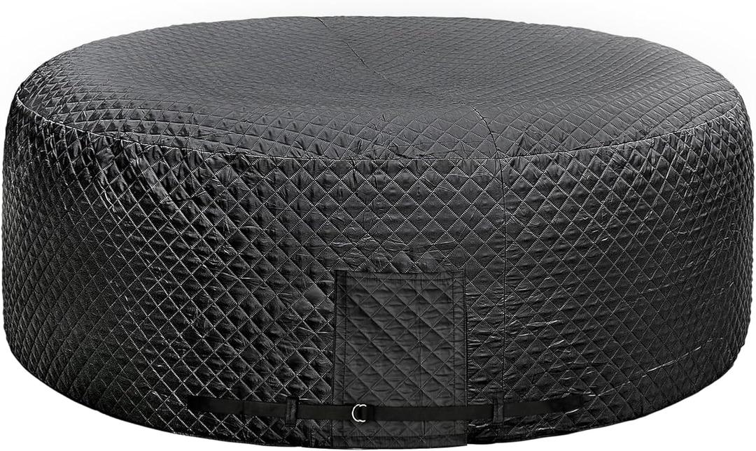 UCEDER Insulated Inflatable Hot Tub Cover,Round Spa Thermal Cover with External Heater/Pump Install Door Design,Energy-Saving and Eco-Friendly for Keeping Warm(Black,71" D x 28" H)