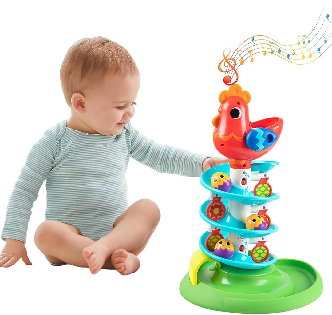 Montessori Toddler Sensory Drop Ball Toys, Rolling Spinning Ball Tower That Makes Music, Preschool Interactive Games, Birthday Gift for Children 12 Months and Older