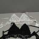 WDIRARA Women's 2 Piece Floral Lace Bralette Set Scallop Trim Soft Underwire Bras Lingerie Bralette Size S