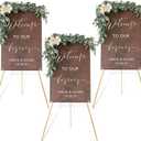 DANMO Easel Stand for Wedding Sign Poster 63'' Instant Display Easel for Floor Adjustable Metal Art Easel Gold 3 Pack