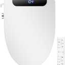 Electric Bidet Toilet Seat, Elongated, Warm Water with Air Dryer, Heated Seat and Slow Close Lid, Front and Rear Wash, LED Nightlight, Wireless Remote, Black, 102