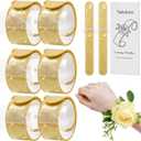 Corsage Wristlet Set of 6 - Gold Slap Bracelet Bands with Acrylic Base - Comfortable Corsage Wristlet Bracelets for DIY Crafting - Elegant Wrist Bands for Wedding - Prom - Party - Photoshoot (No Flowers Included)