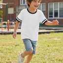 ZDC Boys Short Sleeve T Shirts 2026 Kids Summer Crewneck Color Block Tops Fashion Tees 5-14 Years White