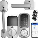 Keyless Entry Door Lock Deadbolt with Handle Set, Smart Front Door Lock Set, Keyless Entry Keypad Deadbolt, Electronic Keypad Deadbolt Lock with Alexa (Silver)