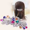 Aimimier Luxury Crystal Inlaid Flower Hair Clips Dainty Rhinestone Hair Pins Barrettes Bridal Headpieces Wedding Hair Accessories for Women(Colorful)