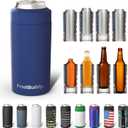 Frost Buddy Universal Can Cooler - Fits All - For Regular 12 & 16 oz or Slim-Size Bottles - Insulated Double-Walled Stainless Steel (Navy)