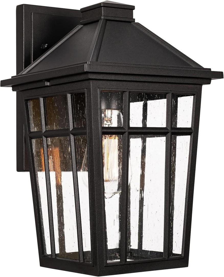 Darkaway Outdoor Sconce Lights Wall Light Fixtures, 14inch Large Porch Light Outdoor Wall Anti-Rust Waterproof Aluminum with Glass Exterior Light Fixture for Patio Yard Doorway Garage (Large, Black), Large1 Pack