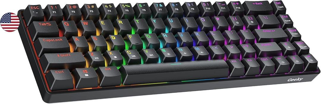 Geeky GK65 SE 65% | Mechanical Gaming Keyboard | 68 Keys Multi Color RGB LED Backlit for PC/Mac Gamer | ANSI US American Layout (Black, Mechanical Speed Yellow) (Speed Yellow Switch)