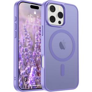 SUPFINE Magnetic for iPhone 16 Pro Case (Compatible with MagSafe) (Military Grade Drop Protection) Slim Translucent Matte Shockproof with Anti-Fingerprint Phone Case, Purple