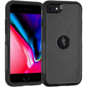 for iPhone SE 2020/2022 Phone Case 2 Layer Rugged Shockproof Protection Cover, Pocket-Friendly,Drop-Proof Shell for iPhone SE 3rd & 2nd Gen 4.7" (Black)