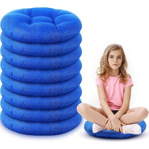 Fumete 8 Pcs 16 Inch Round Floor Cushions for Kids and Toddlers, Flexible Seating Classroom Furniture Floor Pillow for Home, Daycare, Preschool, Yoga and Meditation (Light Blue)