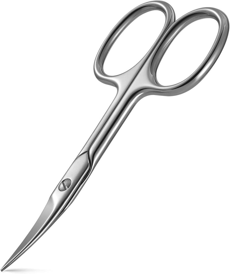 BEZOX Nail Scissors with Sharp Curved Blade - Nail Maintenance Toenail and Fingernail Scissor with Ergonomic Design for Men & Women (Shiny Silver)