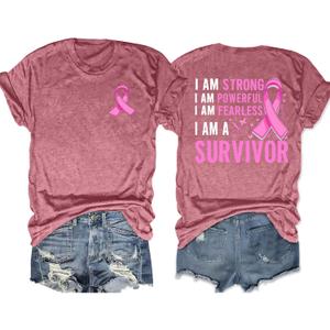 Cancer Survivor Tshirt Women Breast Cancer T Shirt Pink Ribbon Cancer Awareness Shirts Inspirational Tops (S)