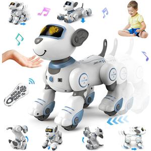 VATOS Remote Control Robot Dog Toy for Kids - Interactive Touch & Follow 17 Functions Robot Dog Pet, Programmable Smart Walking Puppy Intelligent Dancing Dog Robot Toys for Girls 3-12 Gifts (Blue)