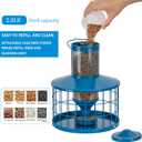 Caged Bird Feeders Squirrel-Proof, Metal, 2.8 Lbs Capacity-Cage Tube Seed Feeders with Tray Outdoor Hanging, Attract Birds,Detachable Cleaning, Starling Proof Wild Bird FeederBlue