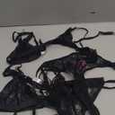 Avidlove Lace Garter Lingerie Set with Removable Choker Teddy Babydoll Strappy Bra and Panty Set (No Stockings) (Large, Black)