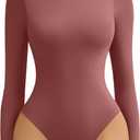 Avidlove Bodysuits for Women High Neck Long Sleeve Body Suits Snap Closure Double Lined Mock Neck Bodysuit Soft (Medium, Purple Red)