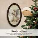 Wheatwin Vintage Christmas Santa Oval Framed Wall Art, Santa Picture Framed Wall Art, Neutral Winter Christmas Tree Wooden Wall Decor for Home Bedroom Living Room 14.5x9 Inch