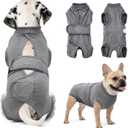 SlowTon Dog Recovery Suit - Breathable Adjustable Dog Onesie for Female Male Dogs, Anti Licking Cone Alternative Dog Body Suit After Surgery Spay Neuter(Grey,X-Large(Back:17.7"-19.3")