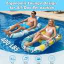 2 Pack Pool Floats Adult Heavy Duty-Adult Pool Float Lounger with Cup Holders, Backrest & Footrest Pool Lounge Float Pool Floaties Rafts for Beach Lake Party(Pink, Blue)