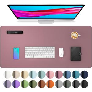 Aothia Leather Desk Pad Protector, Mouse Pad, Office Desk Mat,Non-Slip PU Leather Desk Blotter, Laptop Desk Pad, Waterproof Desk Writing Pad for Office and Home (Dark Pink, 23.6" x 13.7")