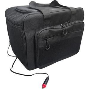 Electric Car Cooler Bag, Plug in 12V Car Cooler Bag, 25 Liter with Adjustable Shoulder Strap, Cord Storage, Road Trip Black