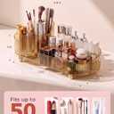 Booklov Rotating Makeup Organizer for Vanity, Large Capacity Cosmetic Display Case, Clear Acrylic Countertop Beauty Storage Holder for Skincare, Brush Eyeshadow Lipstick, Counter Desk, Crystal Amber