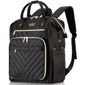 Knitting Bag Backpack, Yarn Organizer with USB Charging Port, Quilted Backpack for Women, Valentines Day Gifts Large Travel Crochet Bag Totes for Crochet Hooks, Knitting Needles, Yarn Supplies, Black (15.6 Inch)