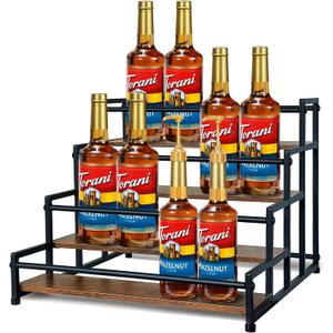 Klxuyuo 4-Tier Coffee Syrup Rack for 20 Bottles (750ml)Sturdy Coffee Syrup Organizer Holder for Kitchen, Caf, Office