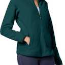 Amazon Essentials Women's Classic-Fit Full-Zip Polar Soft Fleece Jacket (Large, Dark Green Heather)
