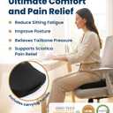 Everlasting Comfort Doctor Recommended Memory Foam Seat Cushion for Office Chairs & Car - Ergonomic Office Desk Accessories - Cushions for Tailbone Pain Relief, Sciatica (Black Cool, Large)