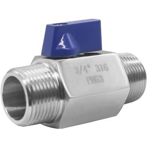 Stainless Steel 316 Ball Valve 3/4" NPT Male x 3/4" NPT Male Shut Off Valve for Water Fuel Air