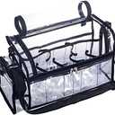 Large Professional Free Standing Clear PVC Makeup Artist Set Bag Transparent Makeup Brush Buddy Make up Kits Organizer Carry All MUA Travel Cosmetic Bag with 8 Dividers and Tissue Holder